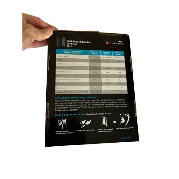 Motorola Arris SURFboard SB6121 Cable Modem 200 Series DOCSIS 3.0 172Mbps w/ Box - Picture 3 of 8